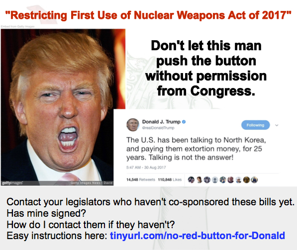 NO! NO! NO! Don’t let Trump Push the Nuclear Button without Congressional Permission!
