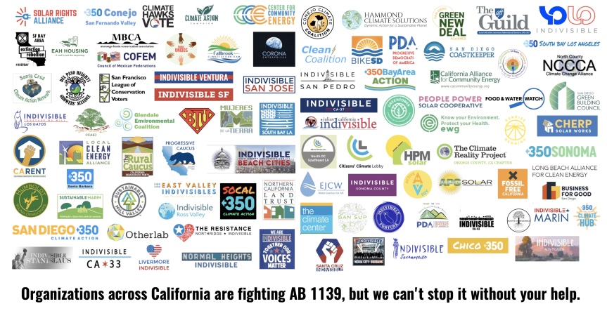 Utility companies are using AB 1139 to kill CA’s rooftop solar industry. Our legislators are letting it happen!